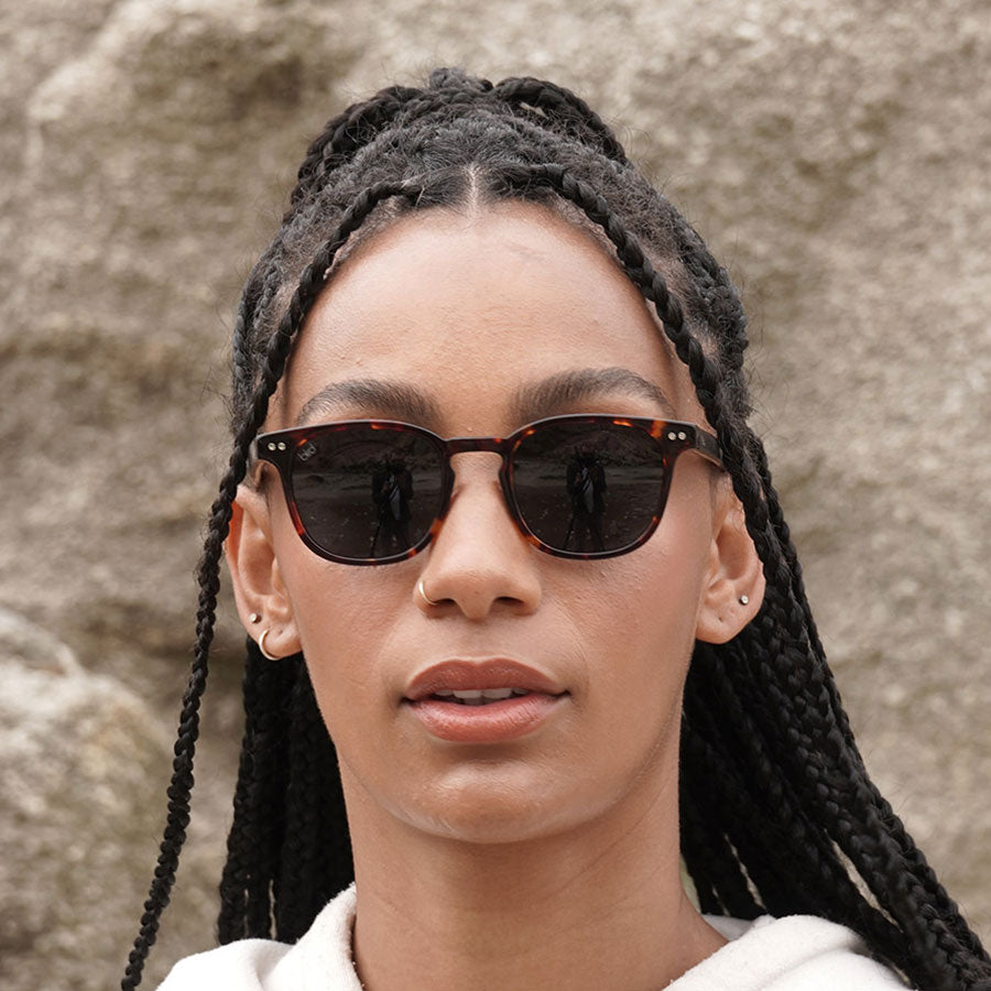 Black women wearing classic tortoiseshell sunglasses