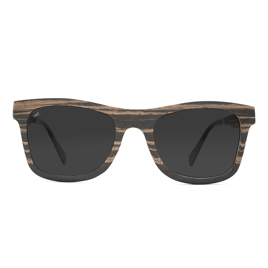 Wooden sunglasses with polarised lenses