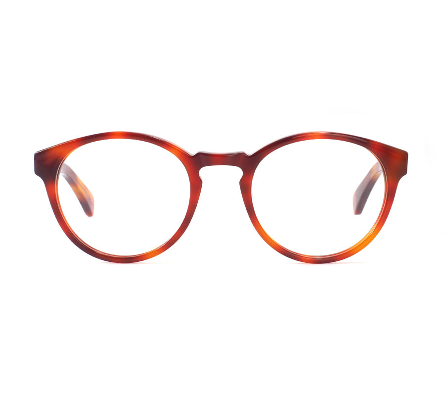 red rimmed glasses made from sustainable acetate